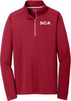 Sport-Wick Textured 1/4-Zip Pullover, Red